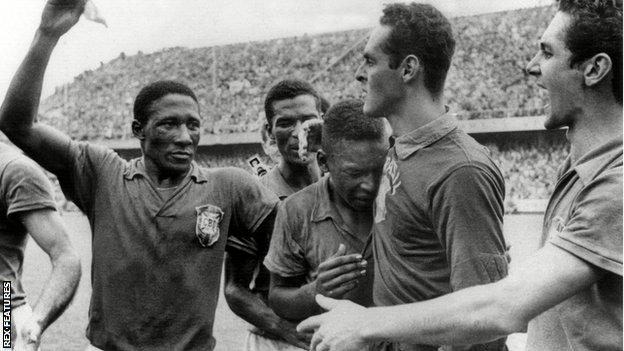 Pele and Brazil celebrate winning 1958 World Cup