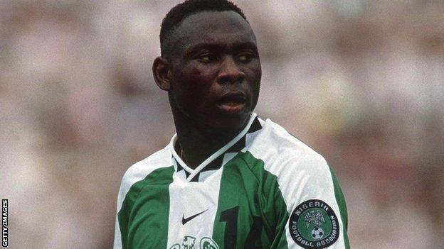 Daniel Amokachi in action for Nigeria