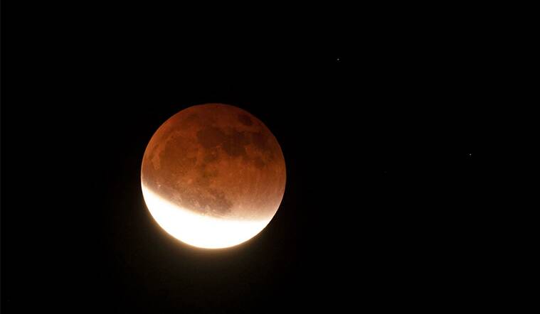 Moon emerging from the full eclipse during Lunar eclipse 2022