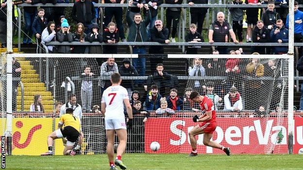 Shane McGuigan celebrates after scoring his first-half penalty