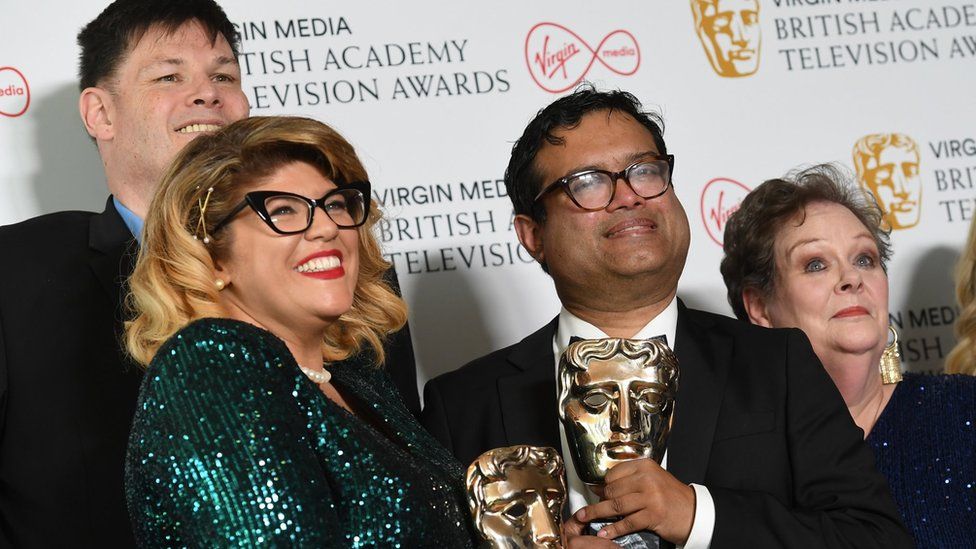 Stars of The Chase with their trophies for best daytime show