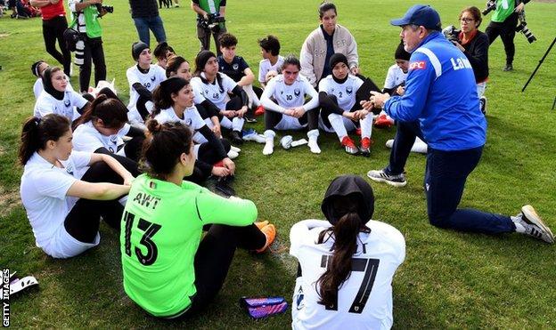 The Afghanistan women's national team playing a non-official match in Australia