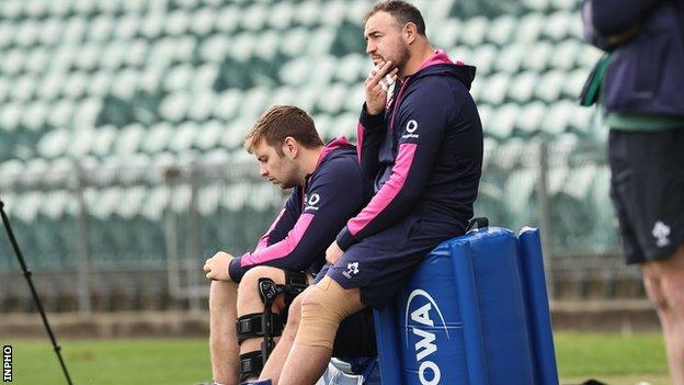 Iain Henderson was in a leg brace as Ireland trained on Tuesday