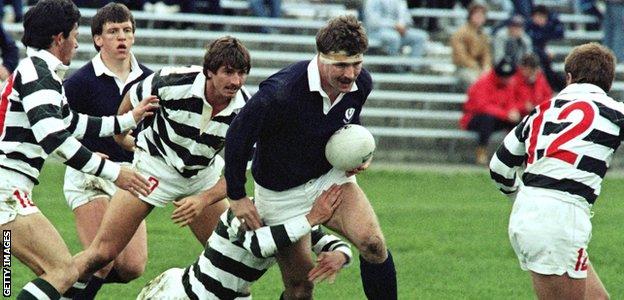 Zimbabwe in action against Scotland at the 1987 World Cup