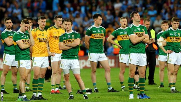 Kerry players dejected after losing to Dublin in 2019