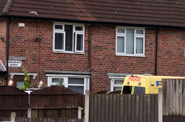 Police at the scene on Kingsheath Avenue, in Dovecot Liverpool