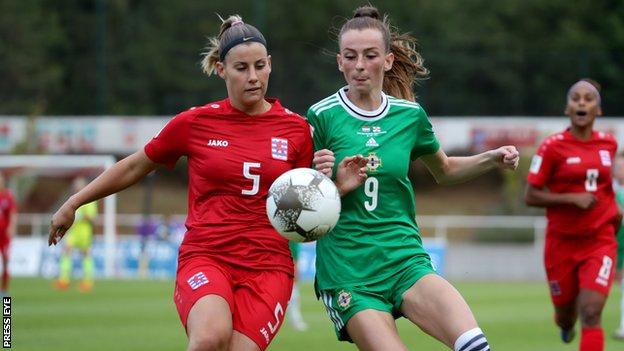 Caitlin McGuinness hit the crossbar in the first half