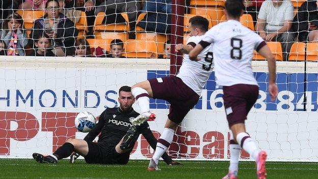 Lawrence Shankland put Hearts ahead in the first half