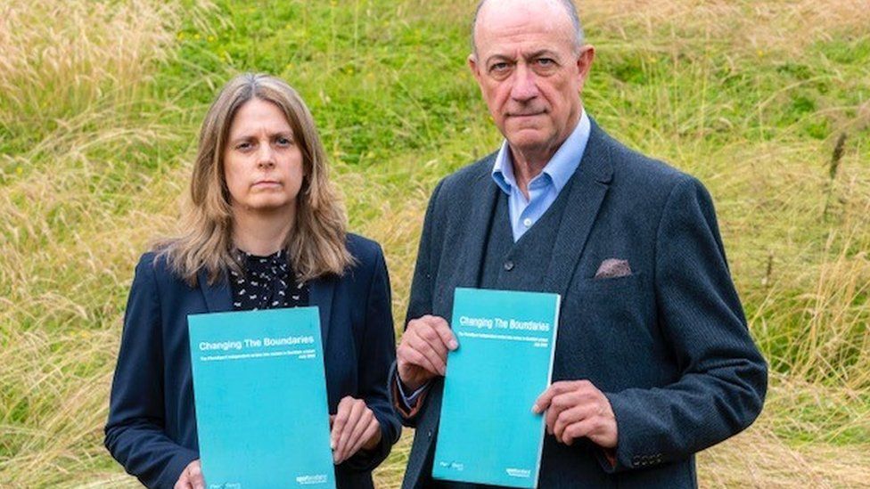 Louise Tideswell and Stewart Harris with copies of the Changing the Boundaries report