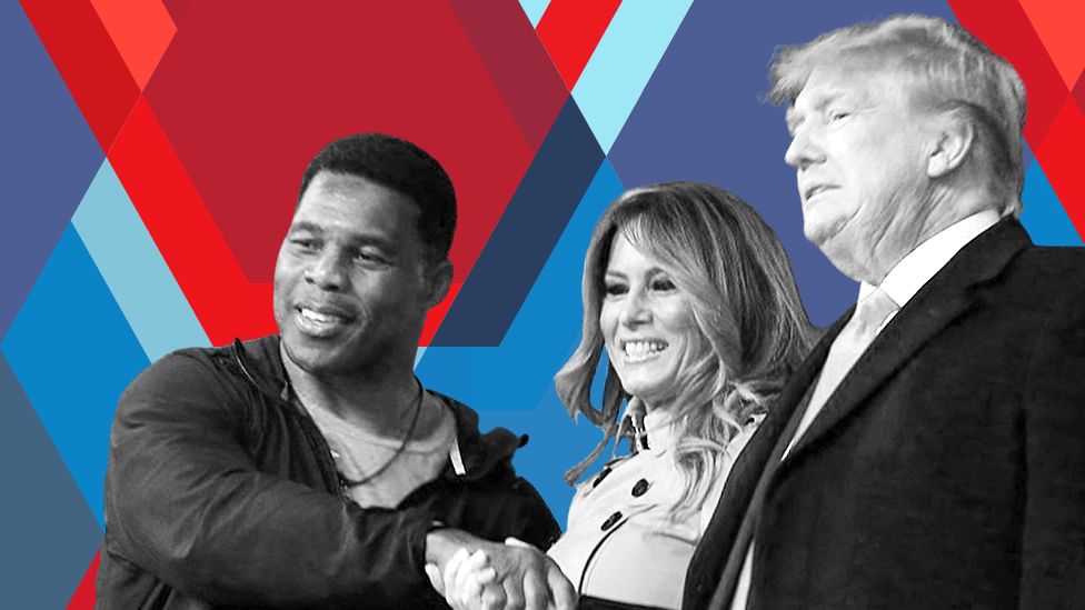 Herschel Walker shakes hands with Donald Trump in 2021