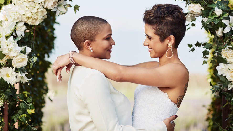 Two women getting married