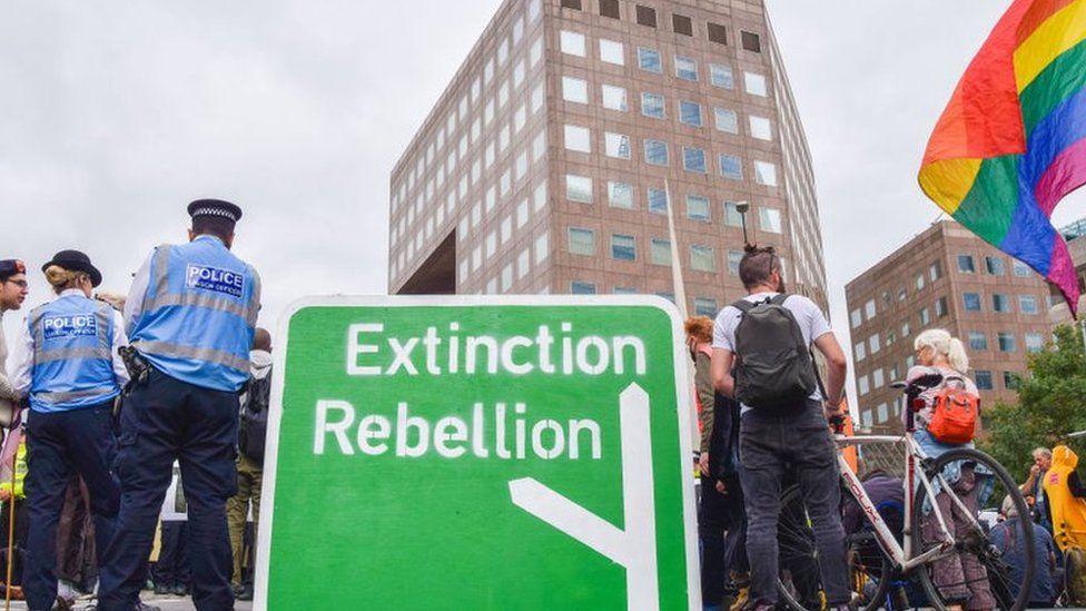 Mock road map showing extinction rebellion