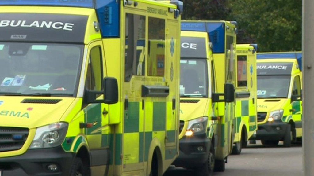 Ambulances waiting with patients inside