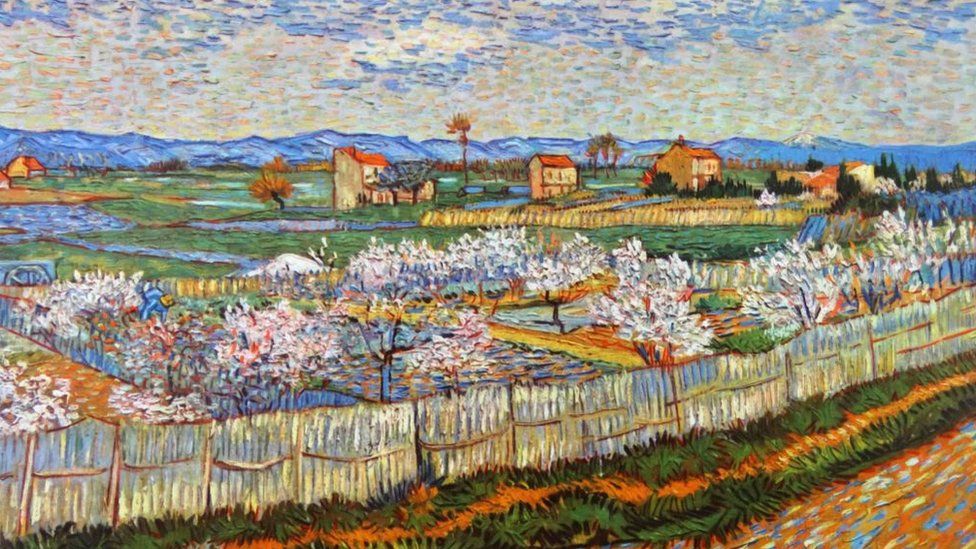 Vincent Van Gogh's painting Peach trees In Bloom