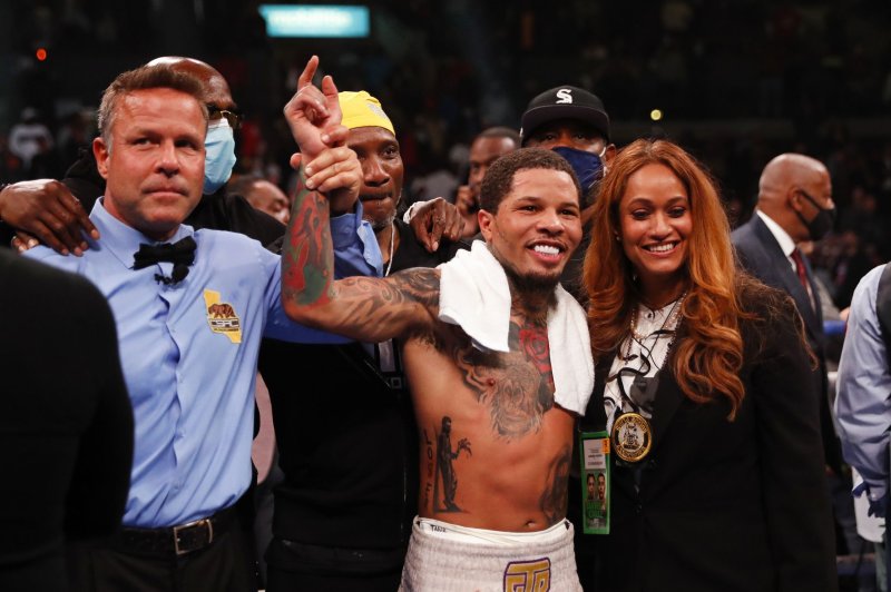 Boxer Gervonta Davis (C), who was arrested Tuesday, was to face Hector Luis Garcia in a bout Jan. 7 in Washington, D.C. Photo by Caroline Brehman/EPA-EFE