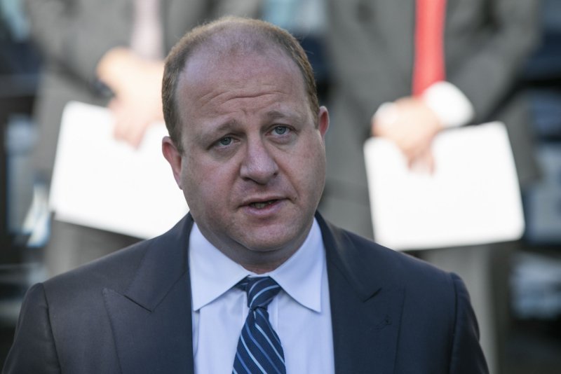 Colorado Gov. Jared Polis speaks at a press conference to discuss a mass shooting at King Soopers grocery store in Boulder, Colorado, in March 2021. File Photo by Bob Strong/UPI | <a href="/News_Photos/lp/672ad33c28dba6ffdc380261ae6842f4/" target="_blank">License Photo</a>