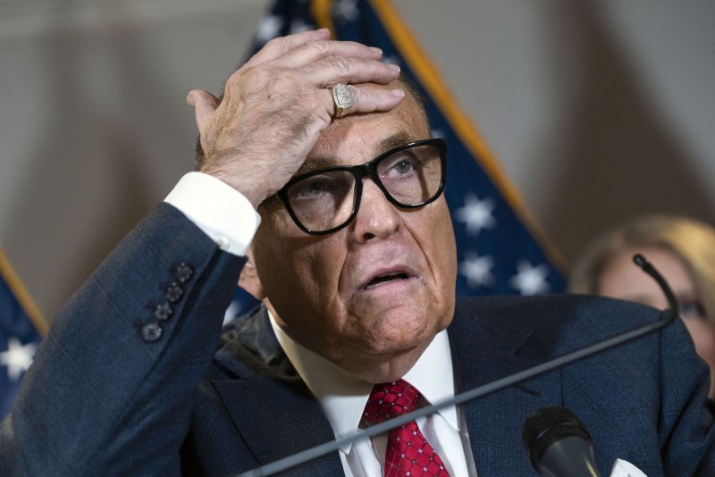 Rudy Giuliani should be disbarred following his efforts in Pennsylvania to overturn the state's 2020 election results, a D.C. Bar panel recommended on Thursday. File Photo by Kevin Dietsch/UPI | <a href="/News_Photos/lp/d13ce761e78088fd95a0d7845b05f7c8/" target="_blank">License Photo</a>