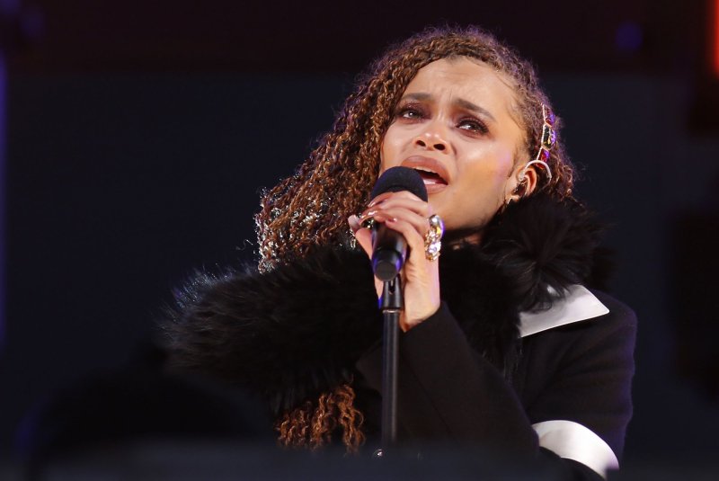 Andra Day performs in Times Square on New Year's Eve on December 31, 2020, in New York City. The singer/actor turns 38 on December 30. File Pool Photo by Gary Hershorn/UPI | <a href="/News_Photos/lp/50ccf2d1829e47ba78f5382b95d34a87/" target="_blank">License Photo</a>