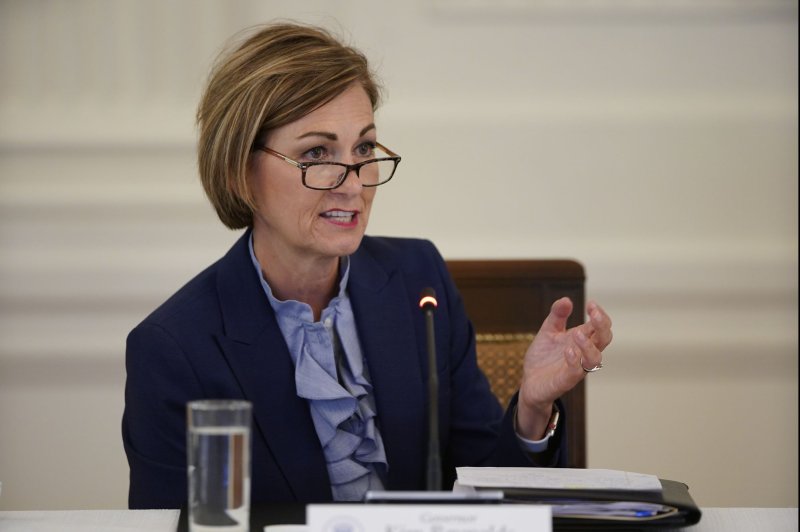 Iowa Gov. Kim Reynolds is among three governors to ban TikTok from state-owned devices, adding to the growing list of Republican-led states to take similar actions. File Photo by Chris Kleponis/UPI | <a href="/News_Photos/lp/b2953ee28f67d674e4ff0c44ddfcbcd4/" target="_blank">License Photo</a>