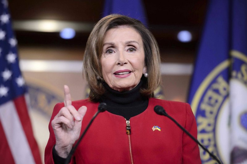 Speaker of the House Nancy Pelosi, D-CA, speaks during her weekly press conference at the U.S. Capitol in Washington, D.C., on Thursday. Photo by Bonnie Cash/UPI | <a href="/News_Photos/lp/f0893b12ee403e8c0d257869701664b0/" target="_blank">License Photo</a>