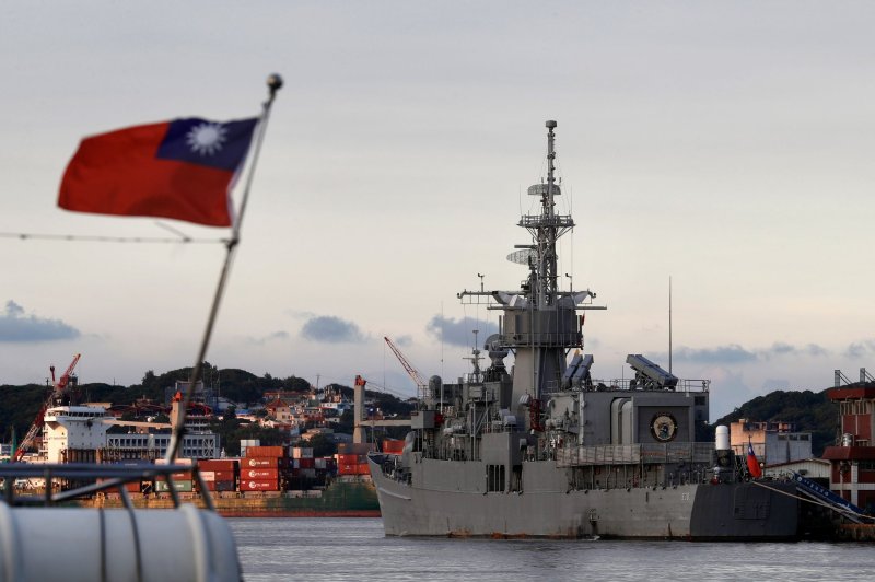 Taiwan's Navy has been confronted with China's incessant military drills in the region this year, including earlier this year after comments from U.S. President Joe Biden and a visit to Taiwan by then-U.S. House Speaker Nancy Pelosi in August, when the Taiwan frigate Ning Yank was on alert in Keelung City harbor. File Photo by Ritchie B. Tongo/EPA-EFE