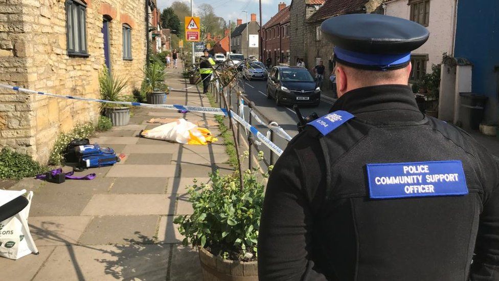 Police cordon at Chilkwell Street in Glastonbury