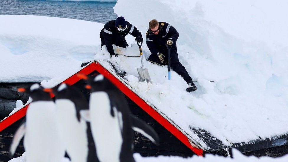 The Royal Navy spent two days digging out the buildings