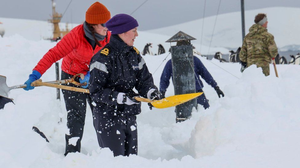 The Royal Navy spent two days digging out the buildings