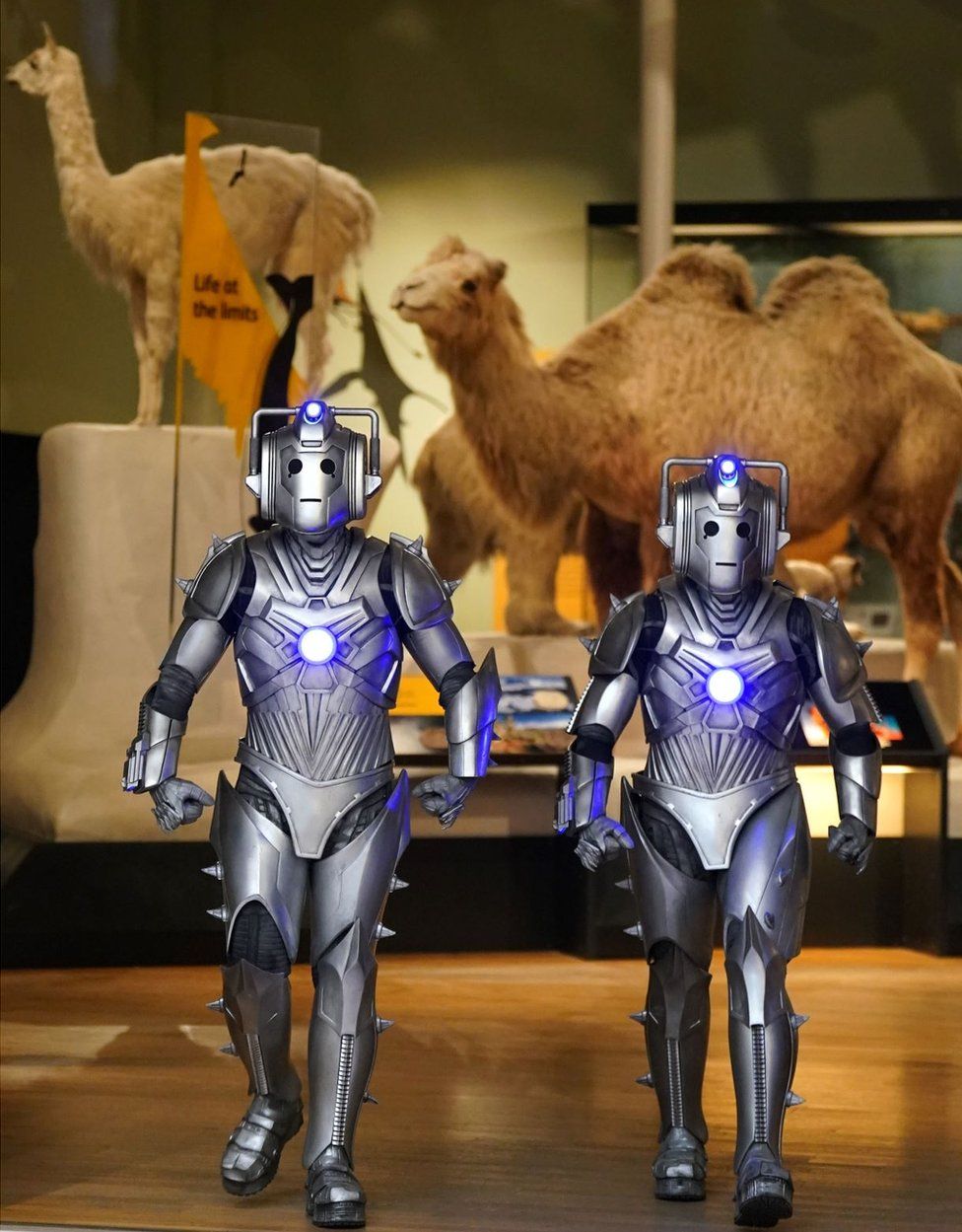 Cybermen in the museum for the launch of the exhibiton