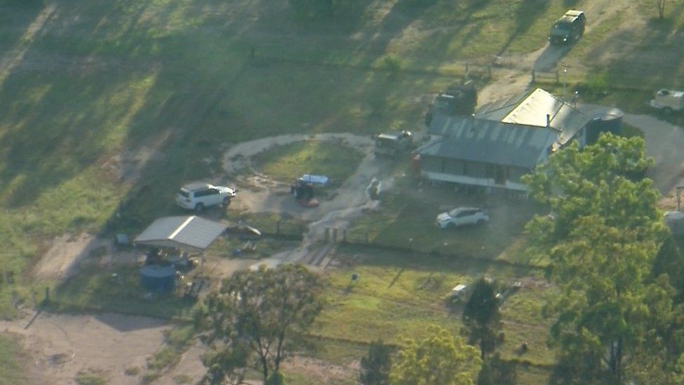 An overhead view of the property where the siege unfolded