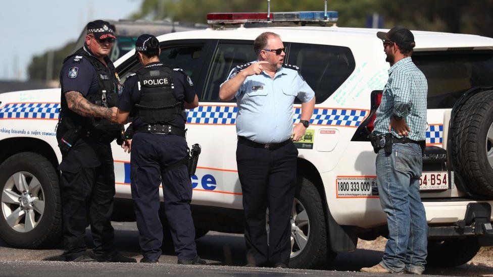 Police work near the scene in Wieambilla, Queensland, Australia, on Monday