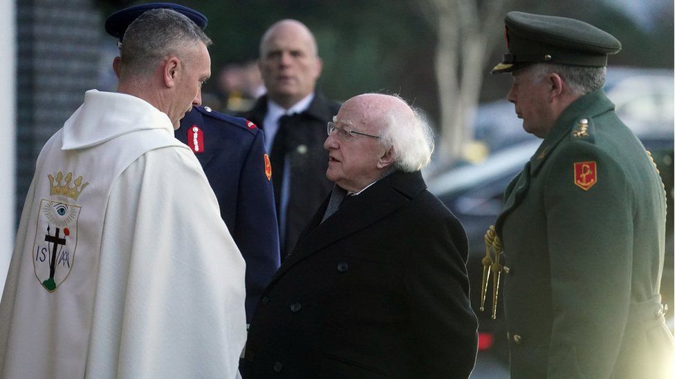 President of Ireland Michael D Higgins was among the mourners