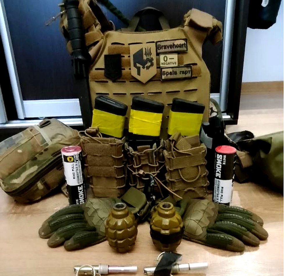 Army backpack with "Braveheart" badge