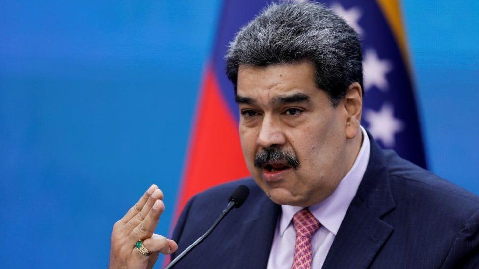 Venezuela's President Nicolas Maduro addresses the media from the Miraflores Palace, in Caracas, Venezuela November 30, 2022.