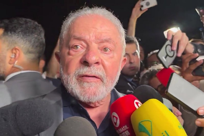 Brazil's President Luiz Inacio Lula da Silva speaks to reporters after a meeting with lawmakers at Planalto Palace in Brasilia on Monday. Photo courtesy of the Brazilian President Press Office/UPI