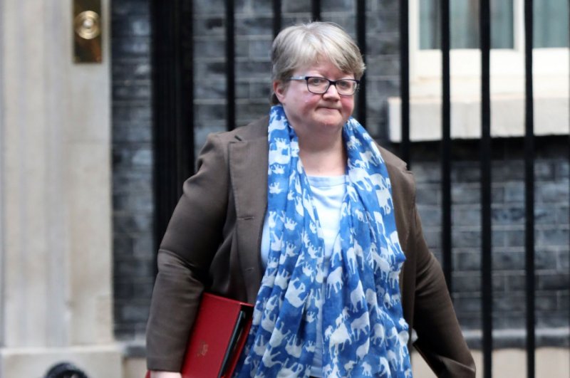 Secretary of State for the Environment Therese Coffey arrives for the weekly cabinet at No.10 Downing St. on November 1, 2022. She announced a ban on plastic cutlery and other items on Monday. File Photo by Hugo Philpott/UPI