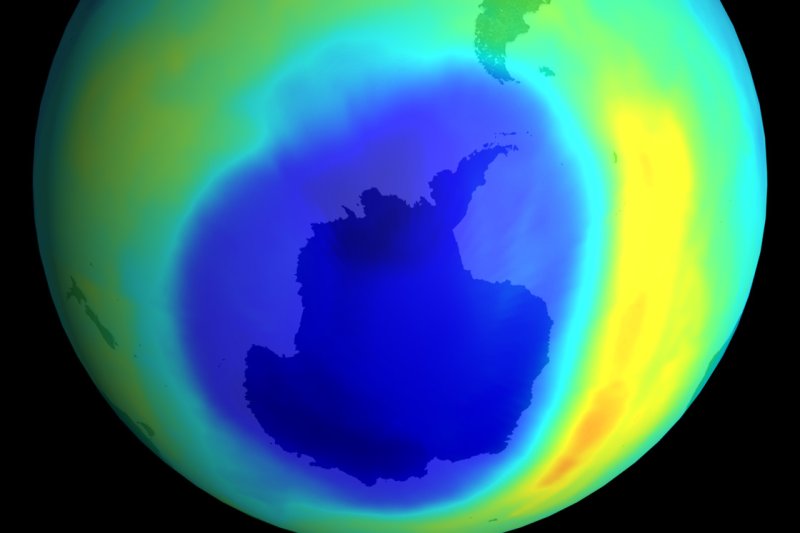 Image of the largest area of Antarctic ozone thinning ever recorded in September 2000. United Nations scientists said the ozone will be healed in about 40 years because of the success from the Montreal Protocol. File Photo by NASA Earth Probe Satellite/UPI