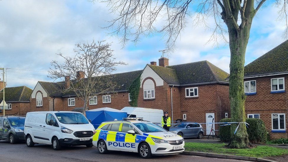 Police officer outside Howard Road, Banbury