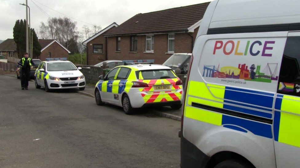 police car on Heol Fawr, Caerphilly