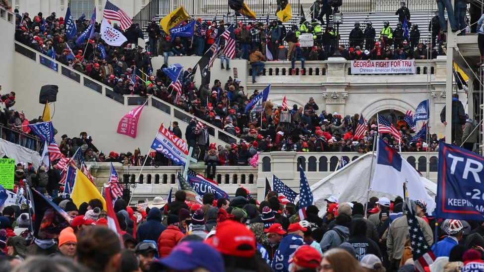 Photo of protestors storming the US Capitol on 6 January 2021