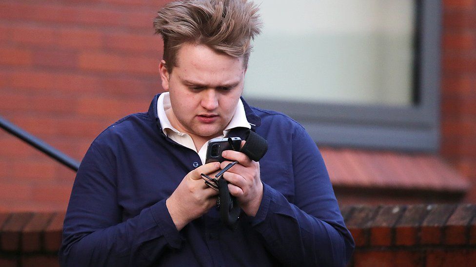 Harry May outside Luton Magistrates' Court