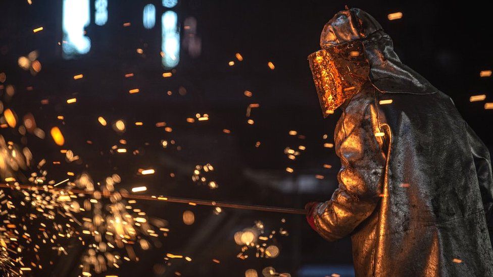 Blast furnace worker at a steelworks