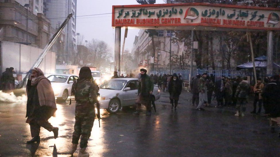 The scene outside Kabul's foreign ministry