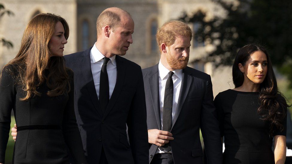 The Princess of Wales, the Prince of Wales and the Duke and Duchess of Sussex