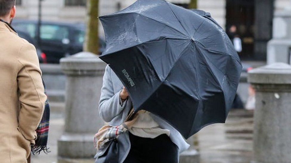 Umbrella in rain