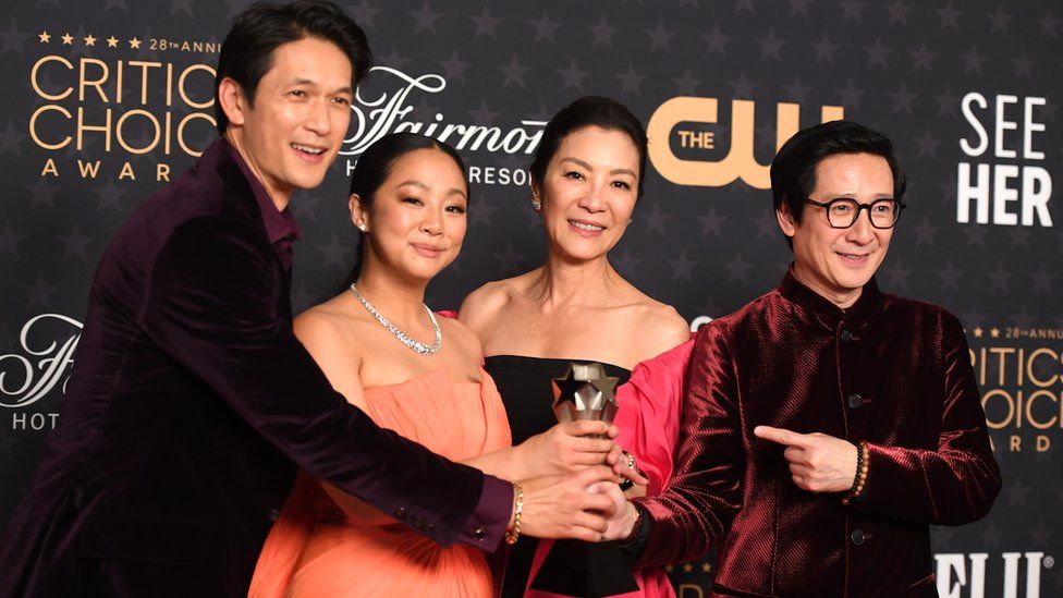 Harry Shum Jr., Stephanie Hsu, Michelle Yeoh, and Ke Huy Quan