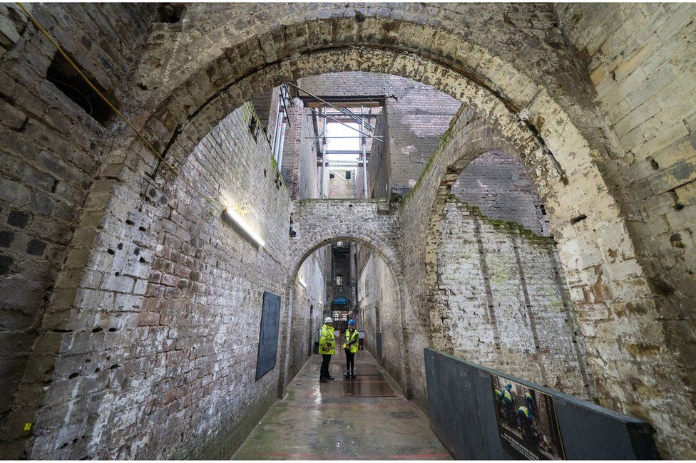 The interior basement level of the Glasgow School of Art's Mackintosh building in Glasgow,