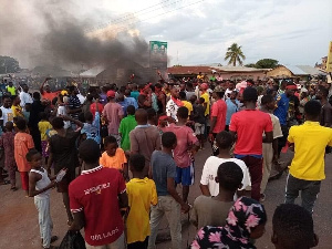 Some youth of Ejura registering their protest