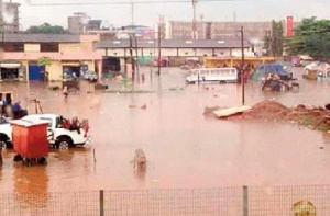 Flood in Kumasi after heavy down pour