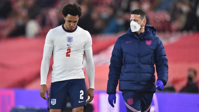 Trent limps off against Austria Image credit: Getty Images